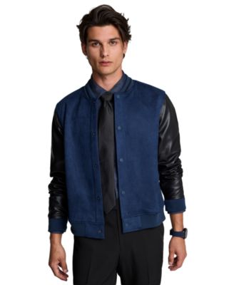 Men's Classic-Fit Color-Block Snap-Button Varsity Bomber Jacket