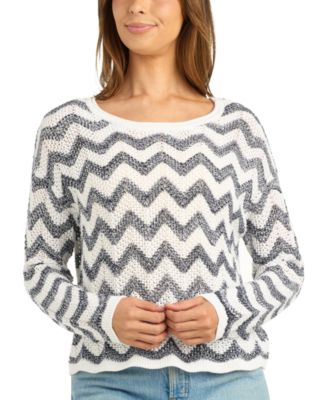 Juniors' Crewneck Cropped Cotton Sweater