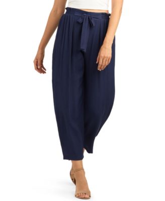 Juniors' Pull-On Paperbag-Waist Slim-Leg Pants