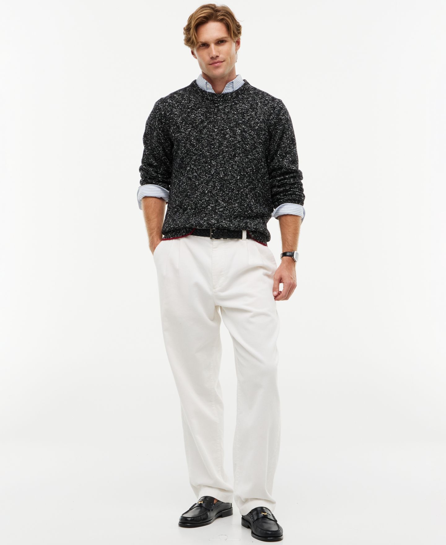 Мужской свитер Tommy Hilfiger Donegal Wool-Blend Crewneck, цвет: Тёмно-синий — фото 2