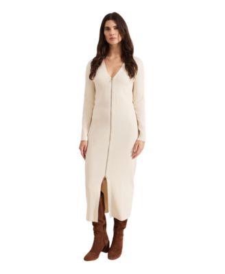 Phase Eight Women's Ella Ribbed-Knit Long-Sleeve V-Neck Dress - Macy's