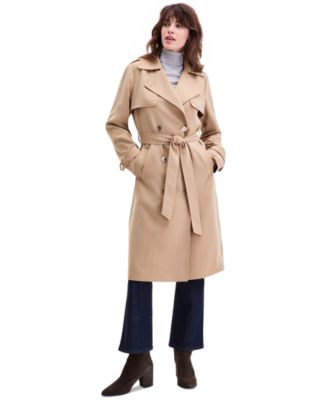 Women's Double-Breasted Belted Crepe Trench Coat