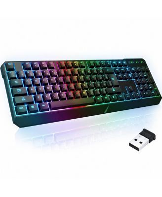 Wireless Rechargeable RGB Gaming Keyboard for PC, Mac OS, PS4, PS5, Xbox One, Xbox Series