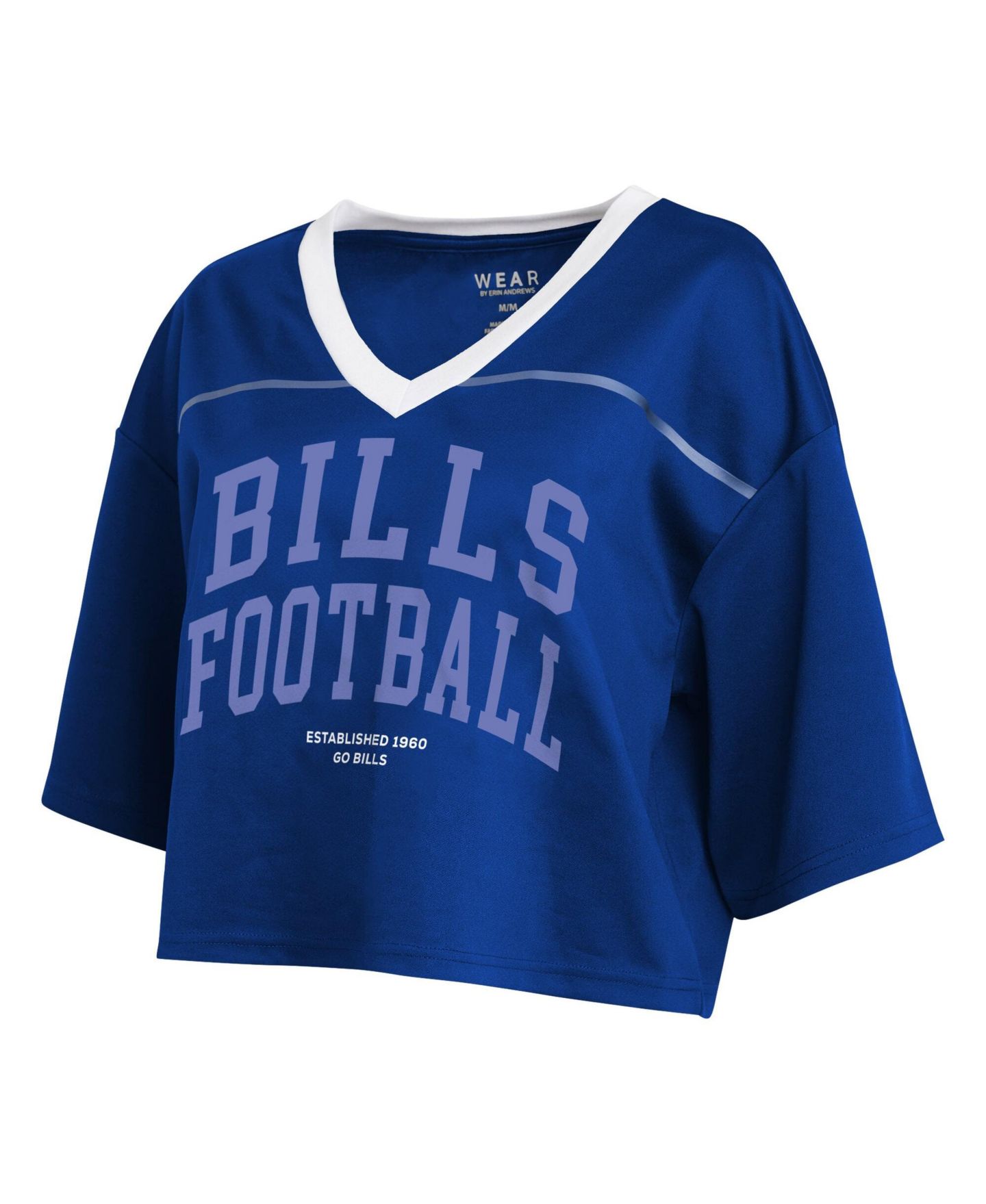 Женская футболка WEAR by Erin Andrews Royal Buffalo Bills Cropped V-Neck Jersey — фото 4