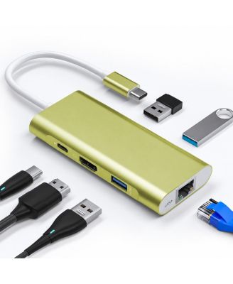 6-in-1 4K HDMI 100W Power Delivery USB-C Hub Multiport Adapter for PC/Mac
