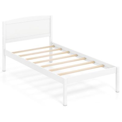 Curved Headboard Wooden Platform Bed for Twin Mattresses