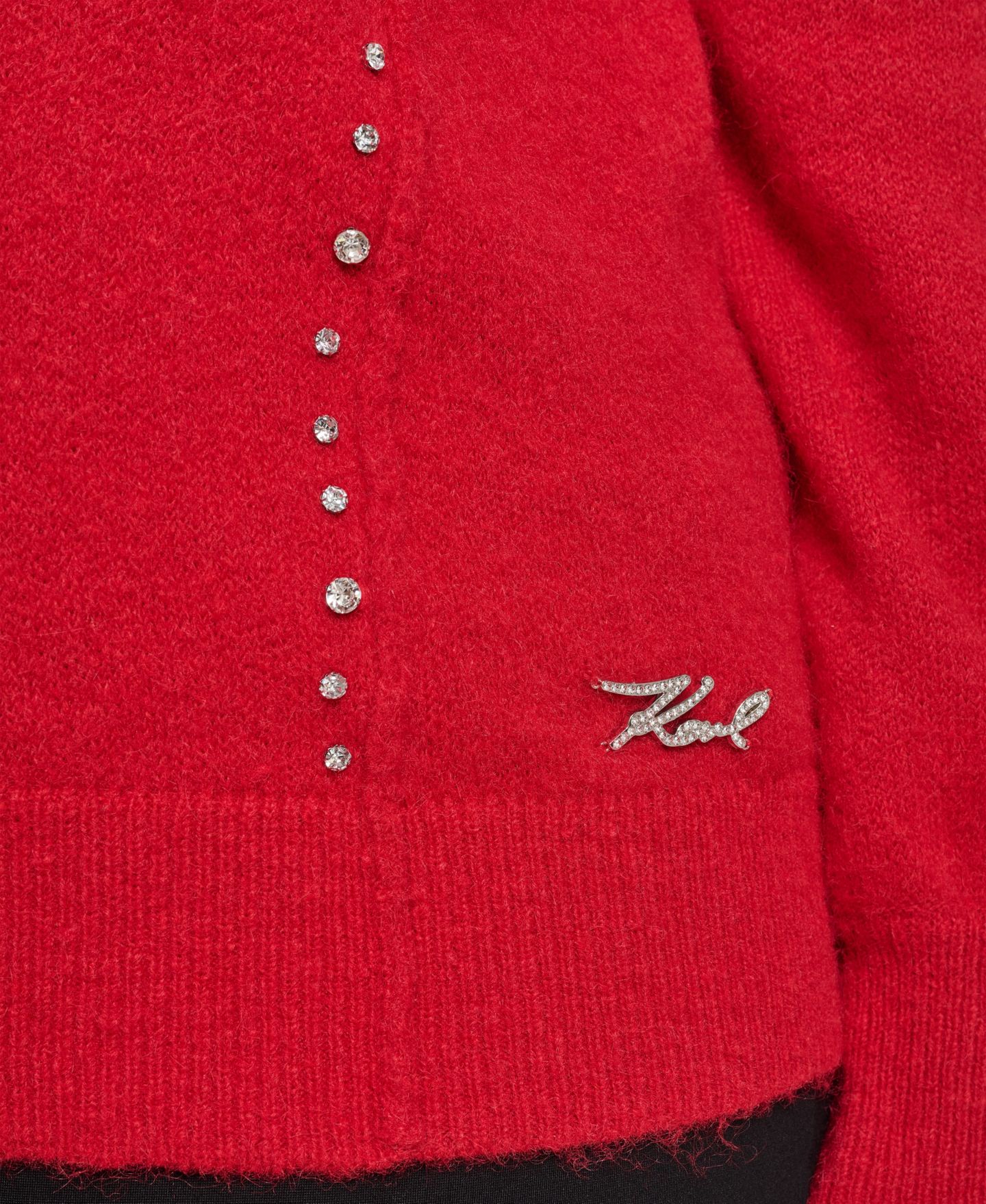 Женский свитер KARL LAGERFELD PARIS Plus Size Mock Neck Rhinestone Pullover, цвет: Красный — фото 8