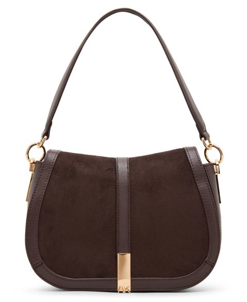 Женская средняя сумка кросс-сумки через плечо Anne Klein Saddle с клапаном, цвет: Коричневый
