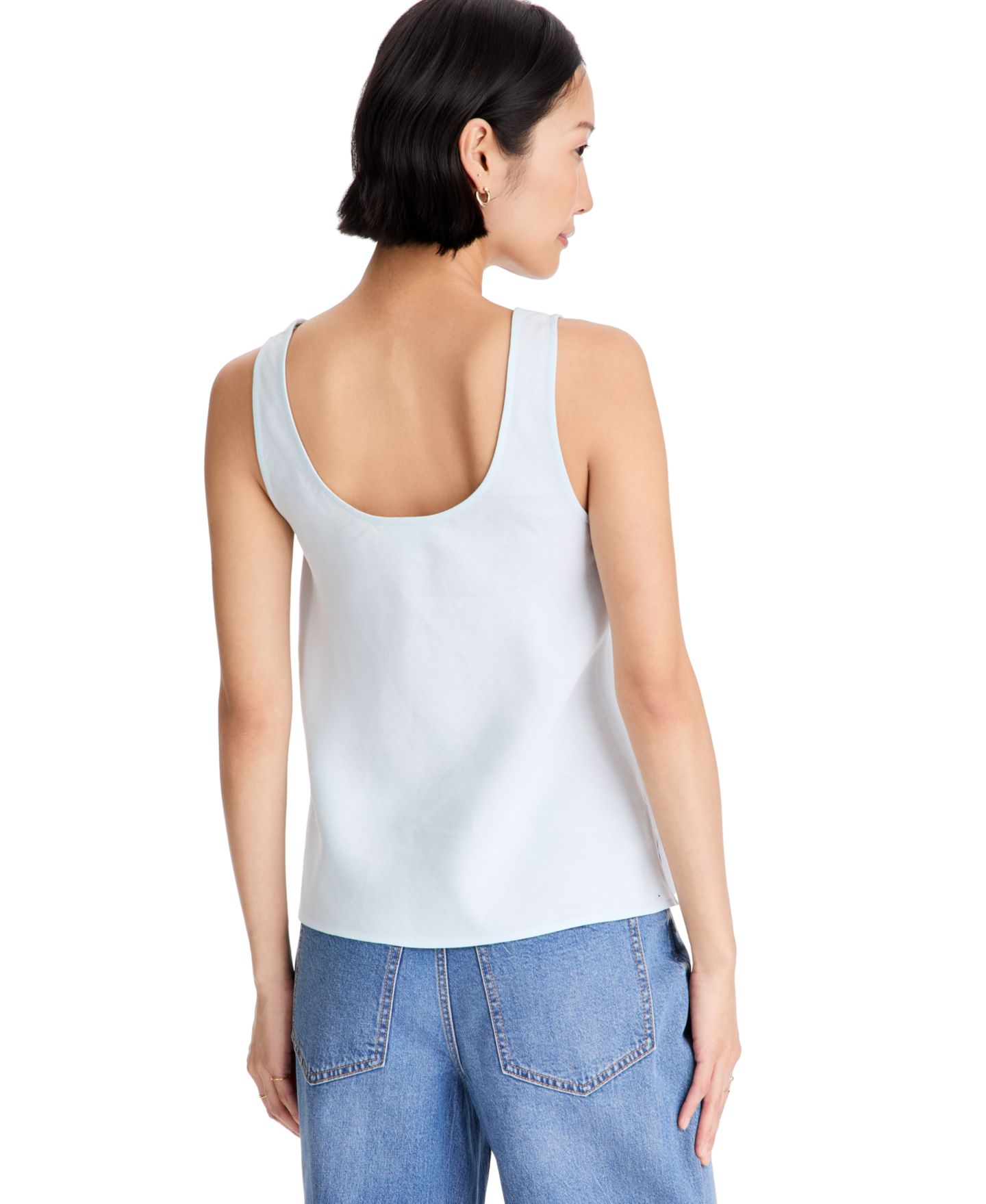 Женский топ On 34th Scoop Neck Side-Slit Linen-Blend, цвет: Бриллиантовый синий — фото 2