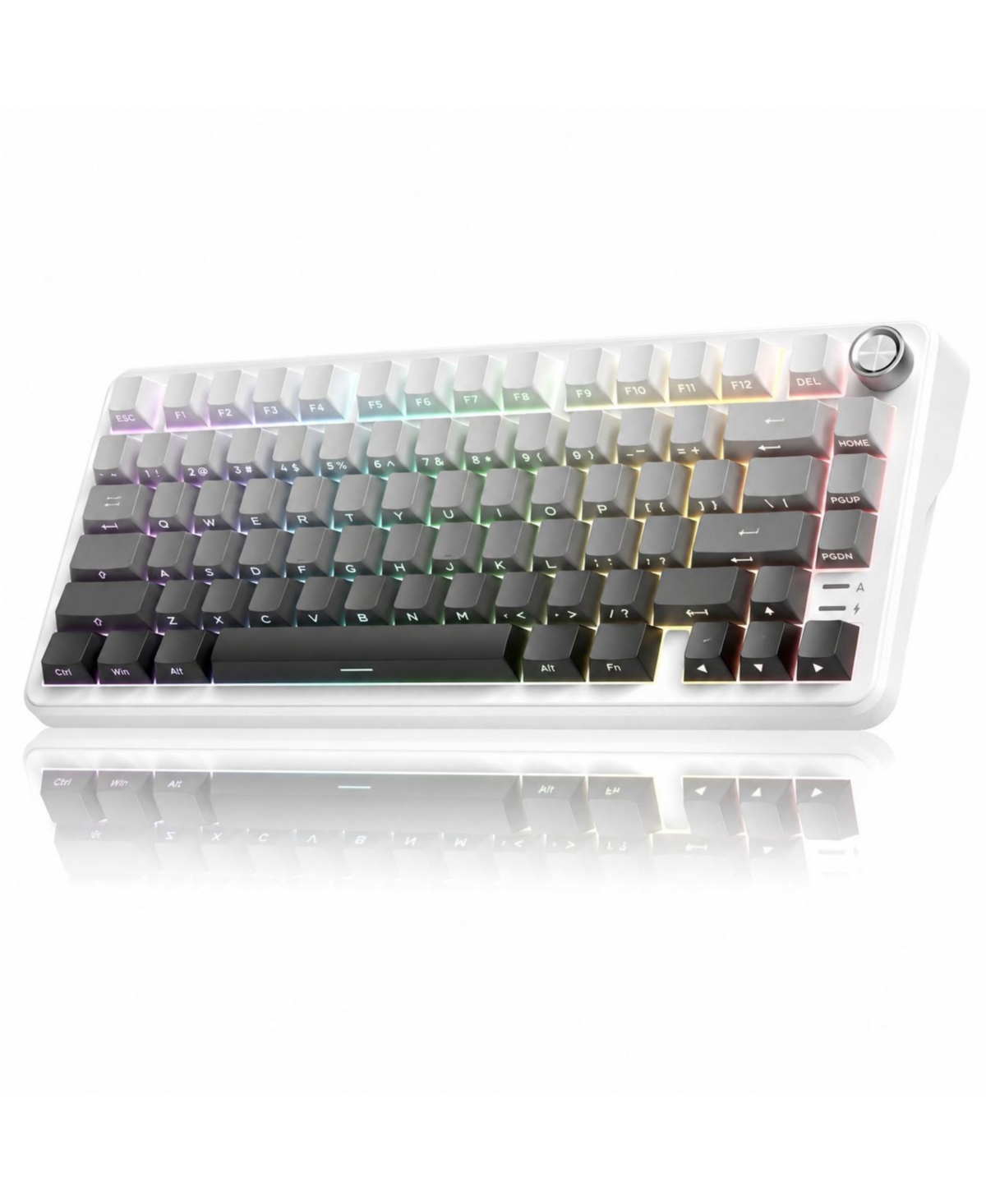 Lofree Wireless Mechanical Gaming Keyboard 75% Hot Swappable Rgb Knob Pbt - S gradient white-gray