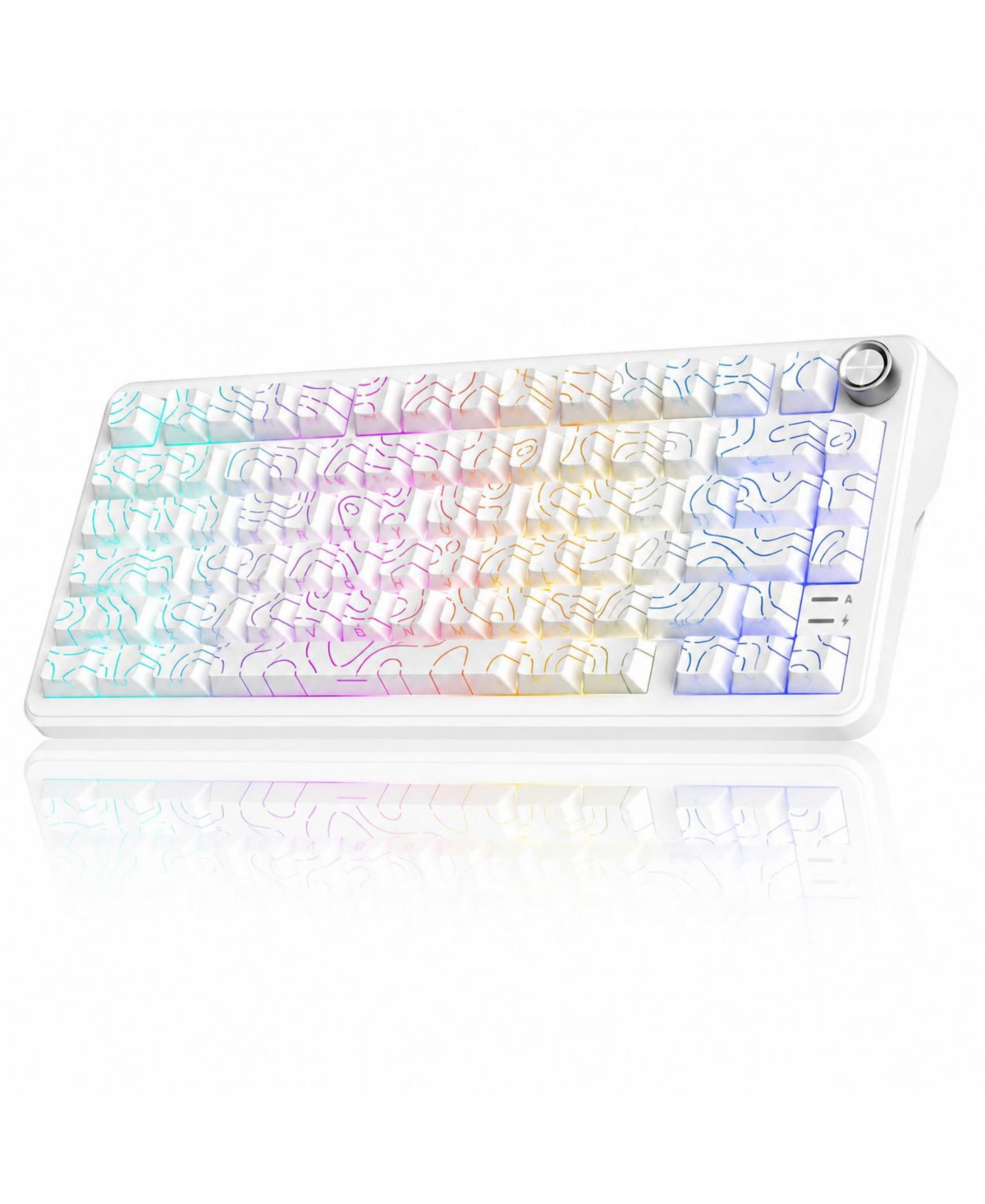 Lofree Wireless Mechanical Gaming Keyboard 75% Hot Swappable Rgb Knob Pbt - White contour lines