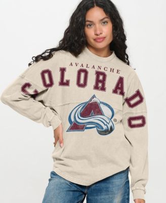 Men's and Women's Cream Colorado Avalanche Oversized Front Print Spirit Jersey Long Sleeve T-Shirt