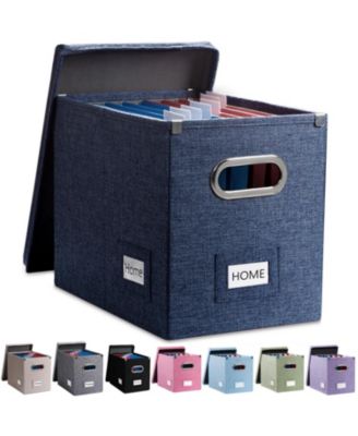 Collapsible Linen File Organizer Box Decorative Letter Legal Size Storage