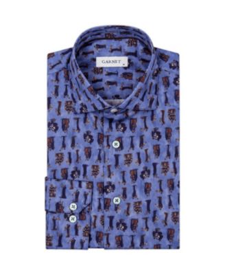 Men's Print Spread Collar Long-Sleeve Shirt
