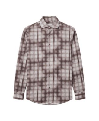 Men's Ombre Plaid Long-Sleeve Button-Down Shirt