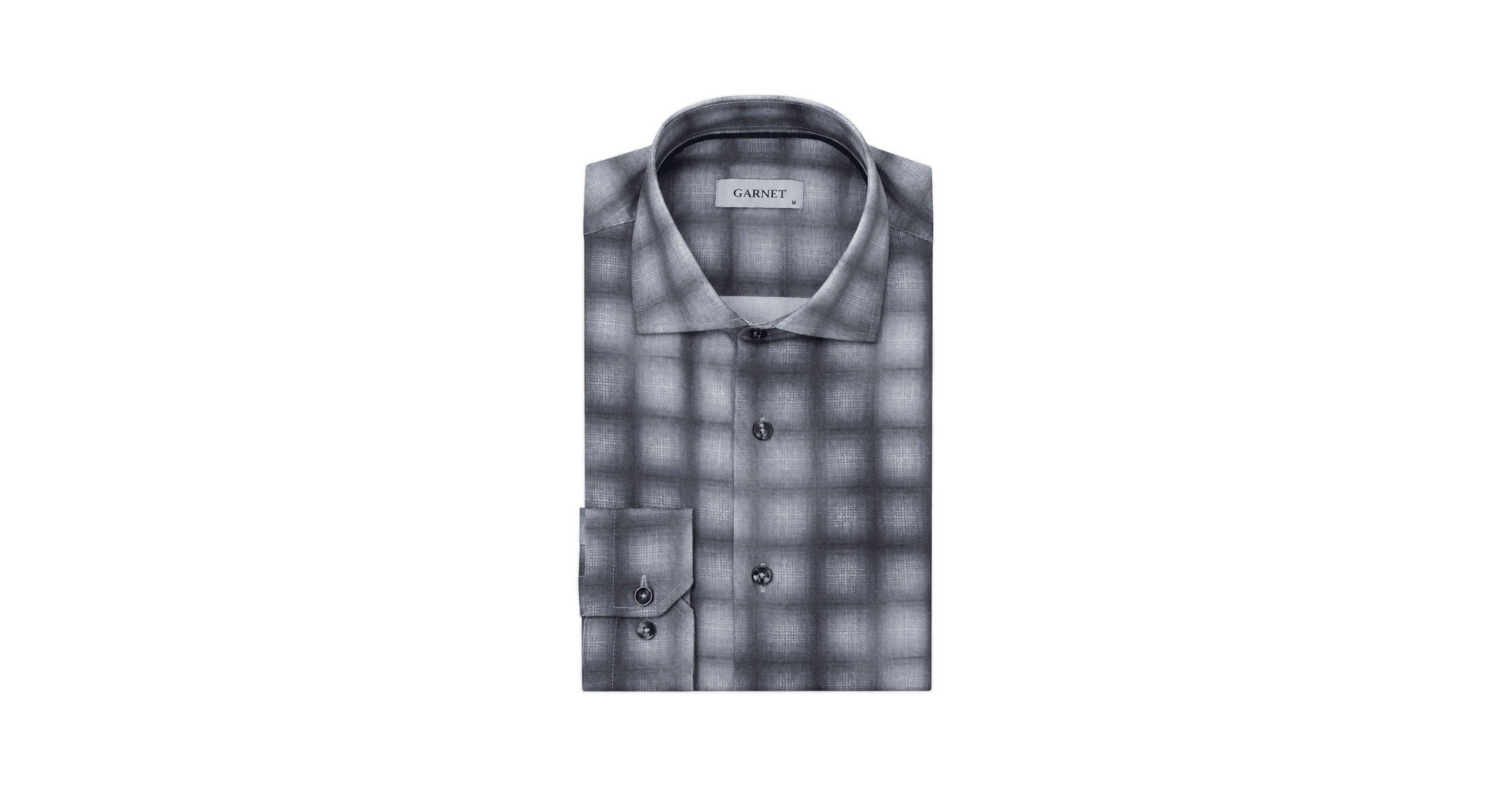 Garnet Men's Ombre Plaid Long-Sleeve Button-Down Shirt
