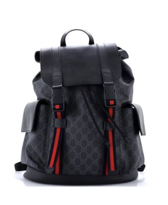 Large Double Pocket Buckle Backpack GG Coated Canvas