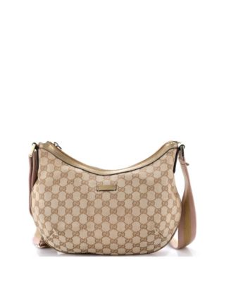Medium Saddle Zip Messenger Bag GG Canvas with Leather