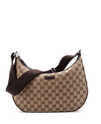 Medium Saddle Zip Messenger Bag GG Canvas with Leather