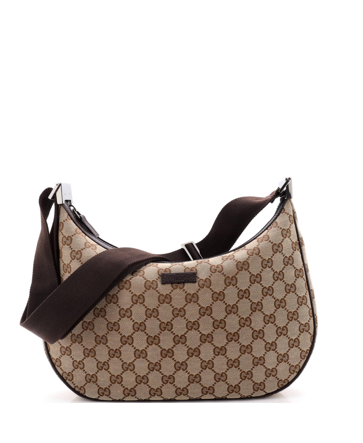 Pre-Owned Gucci Medium Saddle Zip Messenger Bag Gg Canvas with Leather