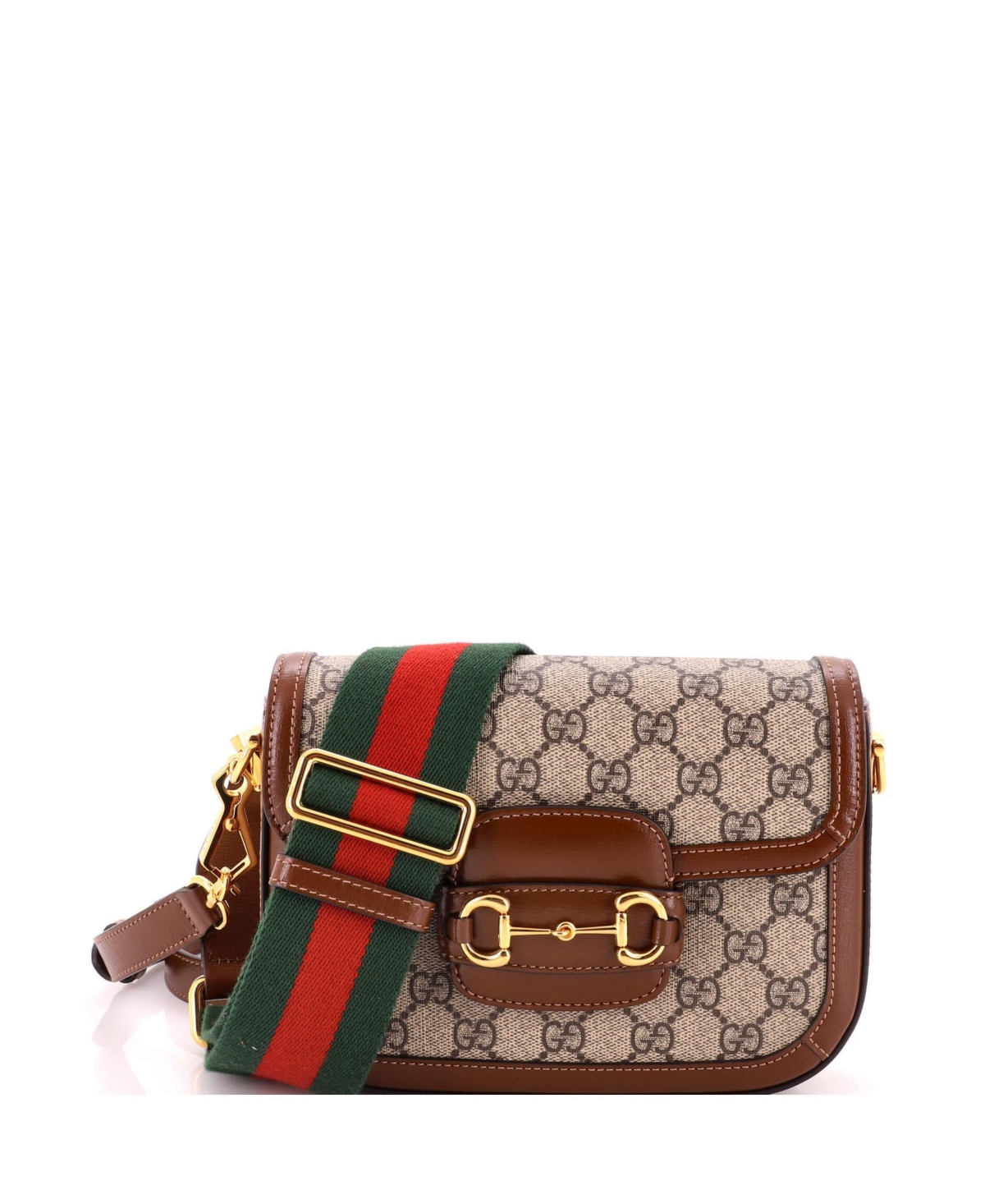 Pre-Owned Gucci Mini Horsebit 1955 Shoulder Bag Gg Coated Canvas with Leather - Brown
