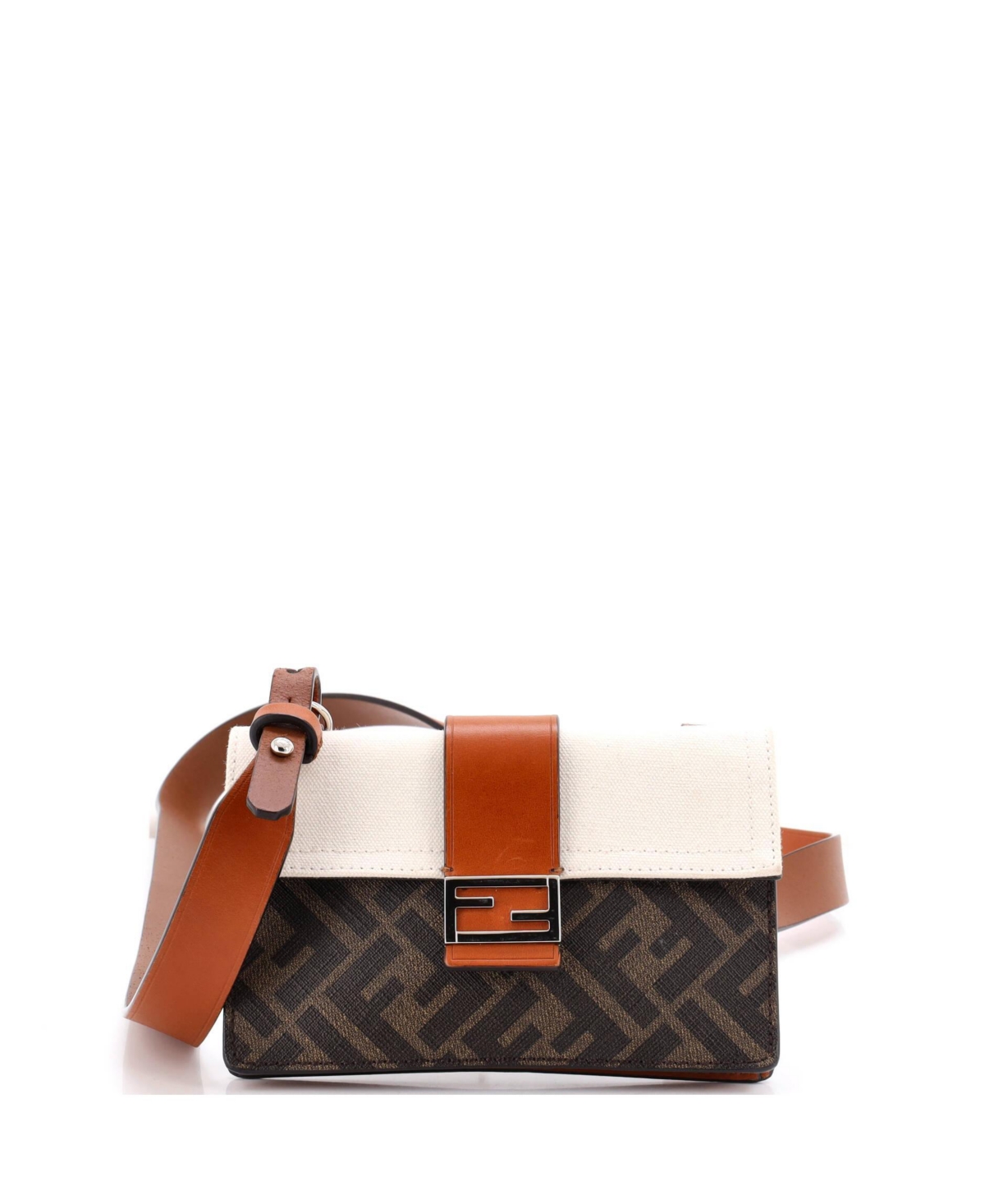 Pre-Owned Fendi Baguette Convertible Pouch Canvas with Zucca Coated Canvas