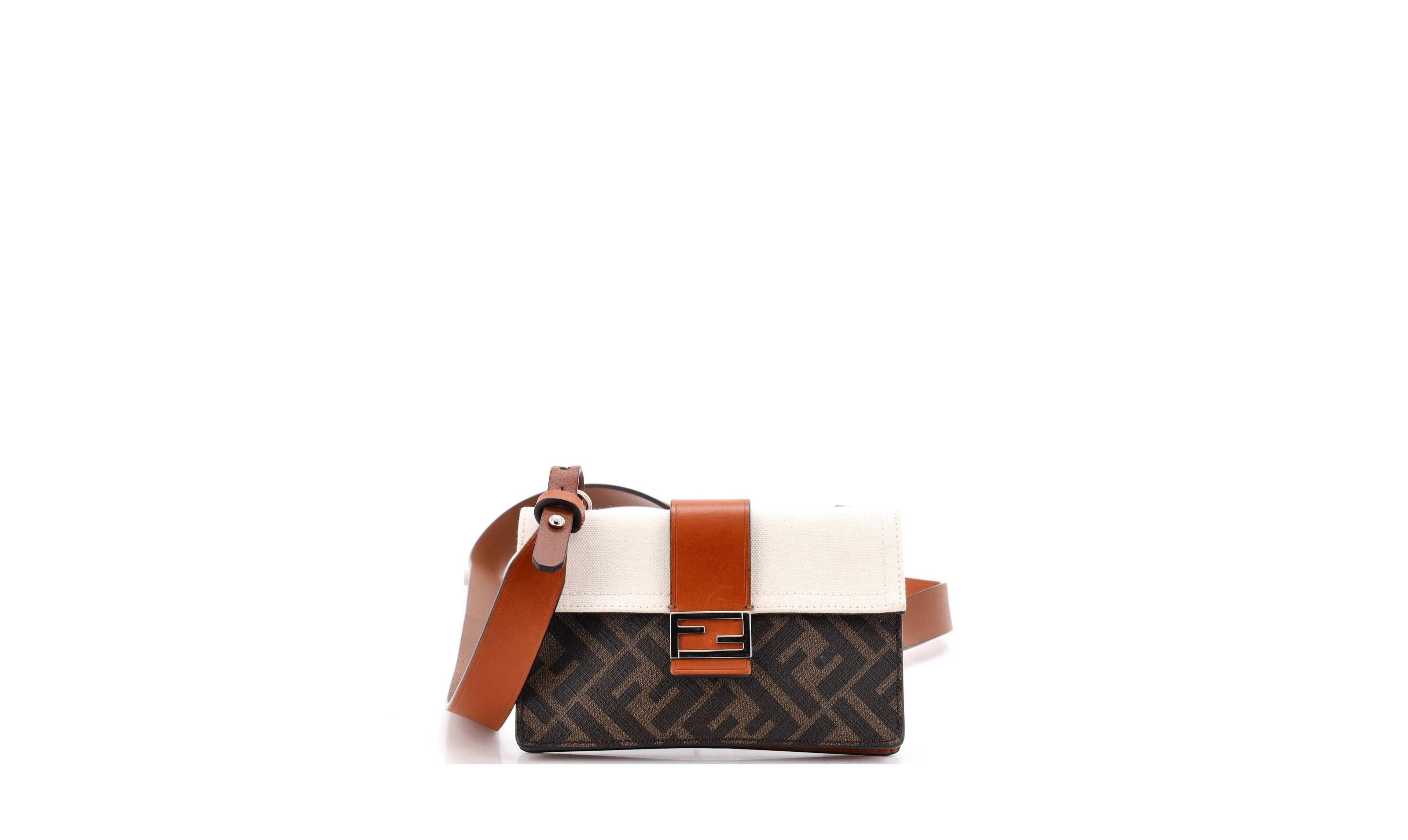 Pre-Owned Fendi Baguette Convertible Pouch Canvas with Zucca Coated Canvas