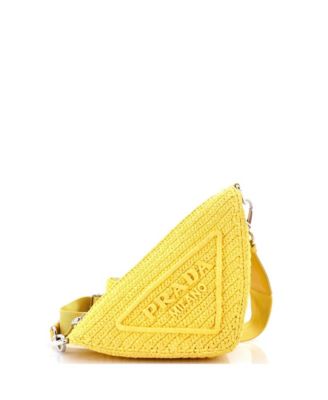 Small Triangle Logo Zip Crossbody Bag Crochet Raffia