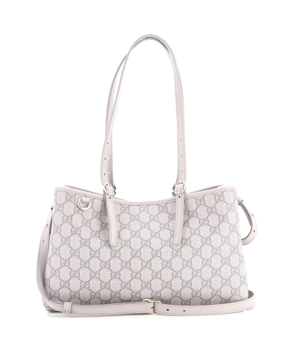 Pre-Owned Gucci Small Emblem Tote Gg Coated Canvas - Grey