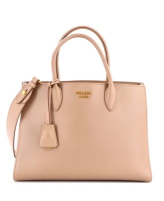 Large Side Pleat Tote Saffiano Leather