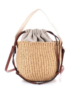 Small Woody Basket Tote Woven Raffia