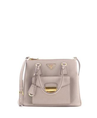 Small Front Pocket Double Zip Lux Tote Saffiano Leather