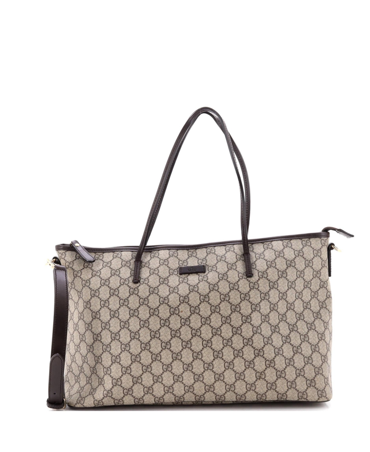 Pre-Owned Gucci Large Convertible Zip Tote Gg Coated Canvas with Leather