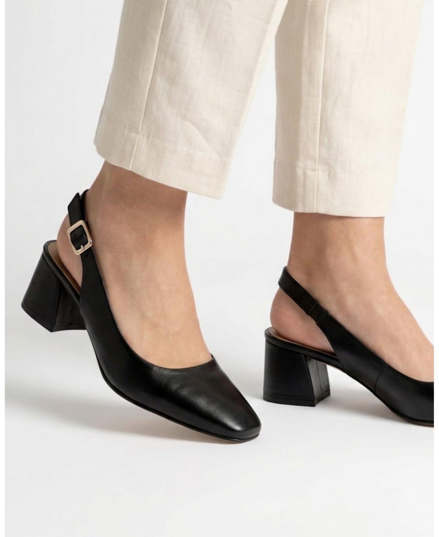 Женские туфли Menina Step Pia Leather Slingback, цвет: Чёрный — фото 8