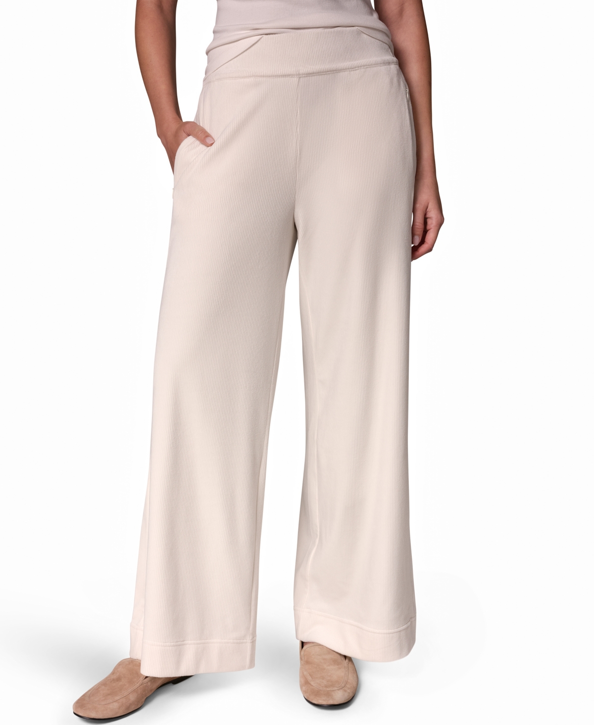 Donna Karan Weekend Women's High-Rise Wide-Leg Pull-On Corduroy Pants