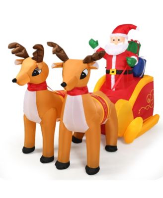7.5 Ft Inflatable Santa Double Deer with Sled Christmas Outdoor Decoration