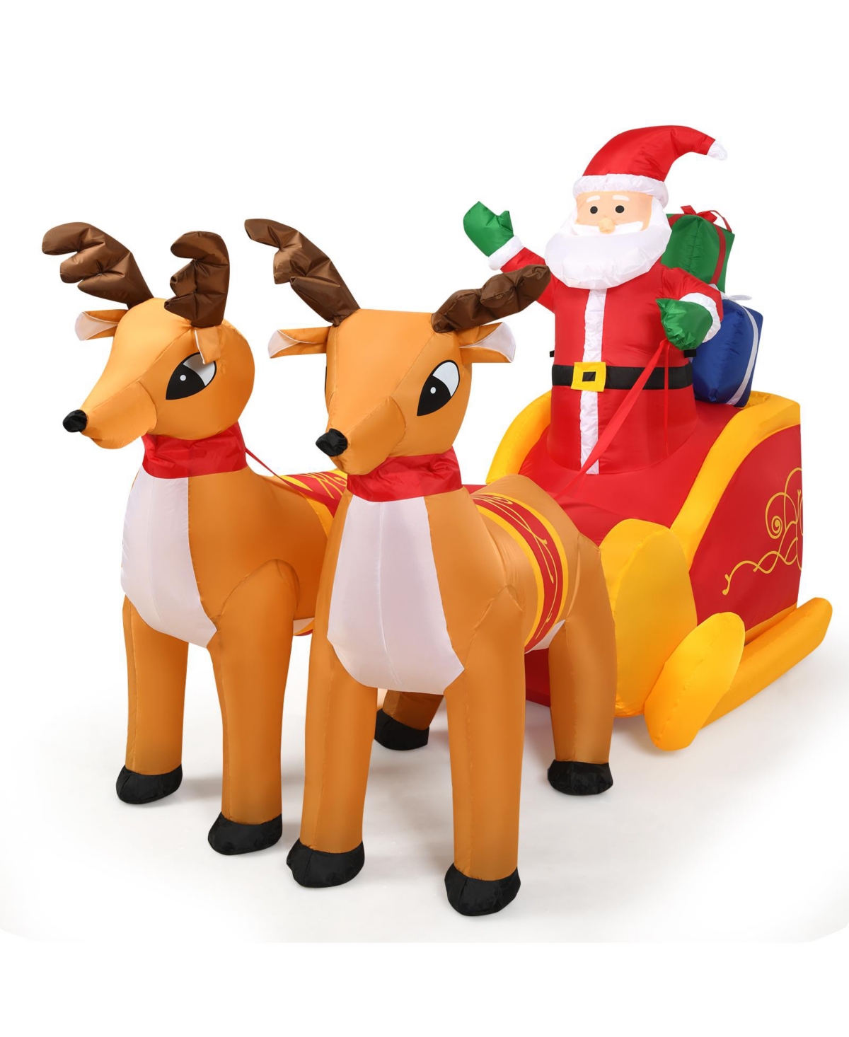 Costway 7.5 Ft Inflatable Santa Double Deer with Sled Christmas Outdoor Decoration