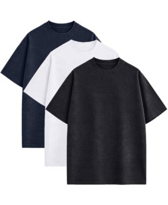 Men's Drop-Shoulder Micro Waffle-Knit Short-Sleeve Crewneck T-Shirt, 3-Pack