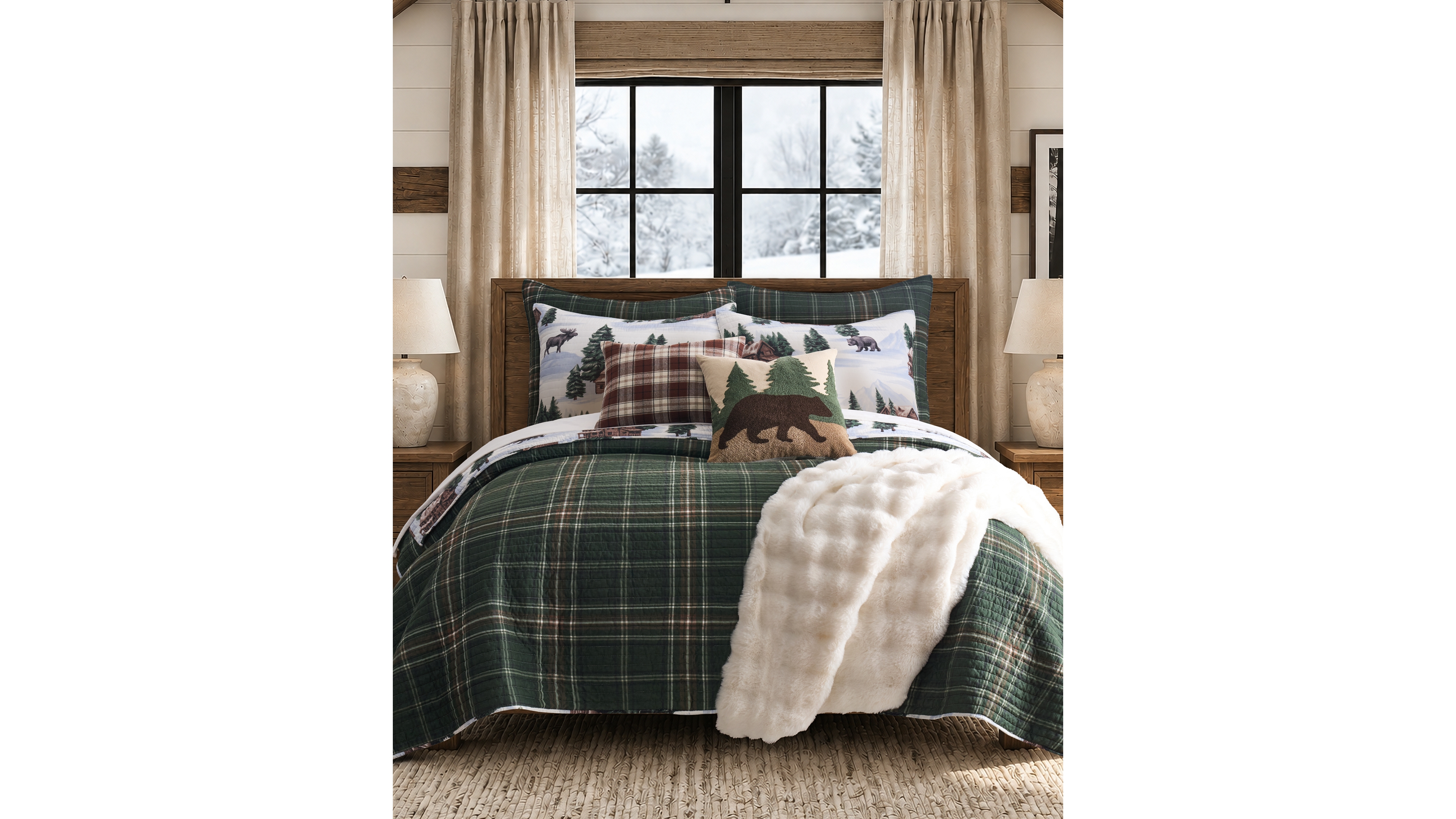 Levtex Lodge Toile Reversible 3-Pc. Quilt Set, King/California King