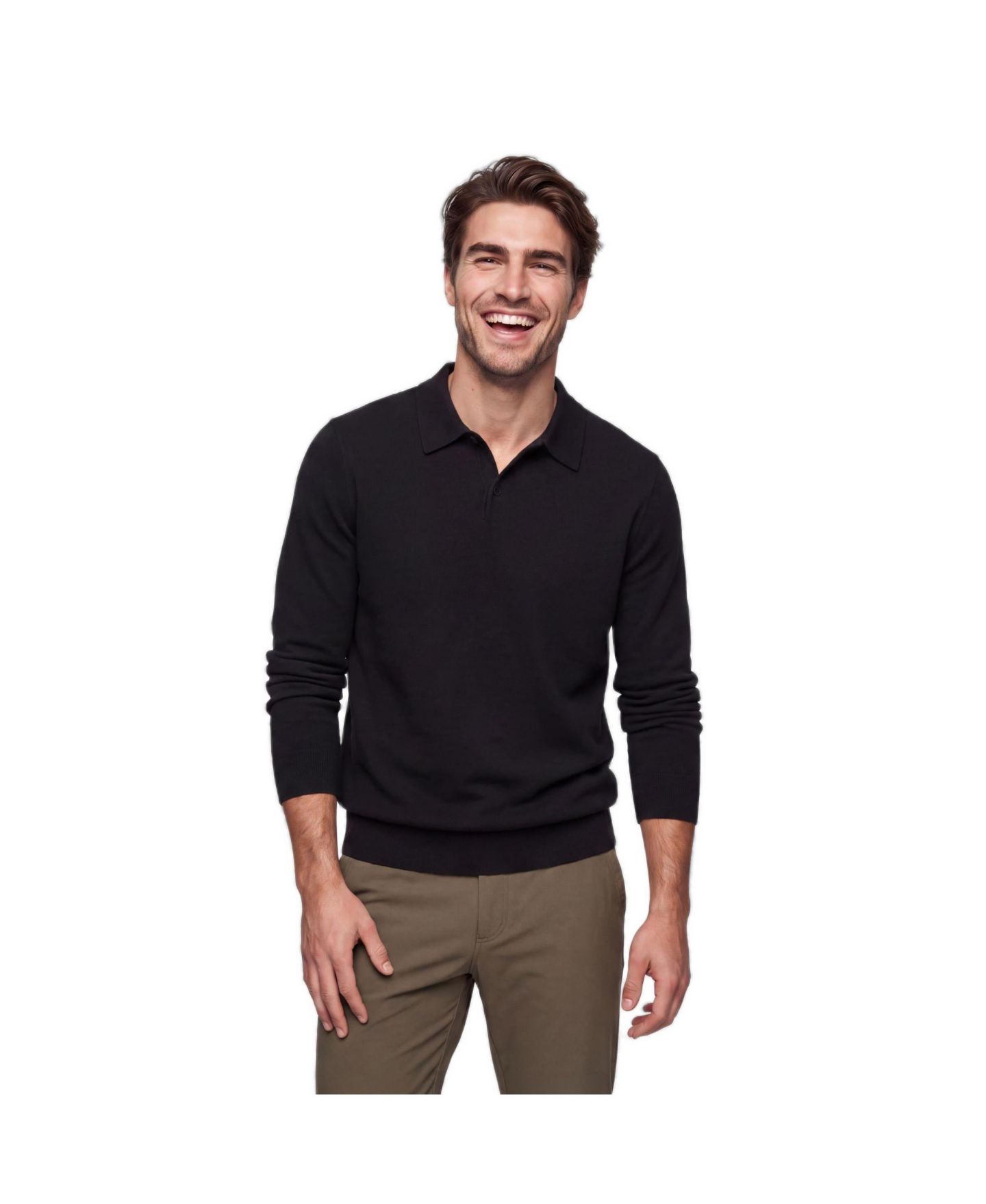 Мужские рубашки Jack Archer Legacy Resort Long Sleeve Sweater Polo, цвет: Насыщенный чёрный — фото 1