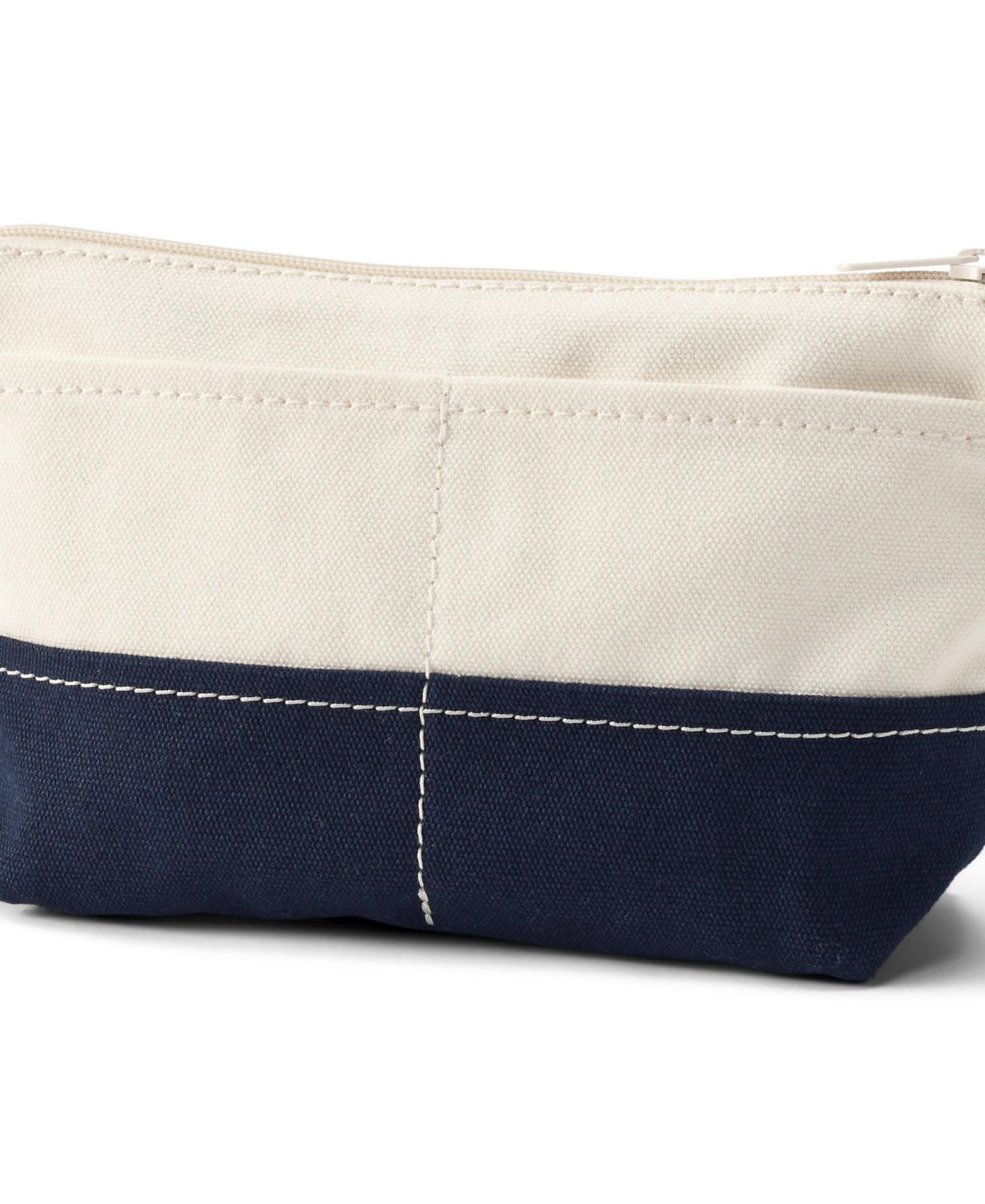 Сумка Lands' End Embroidered Zipper Canvas Pouch, цвет: Натуральный / Тёмно-синий — фото 3