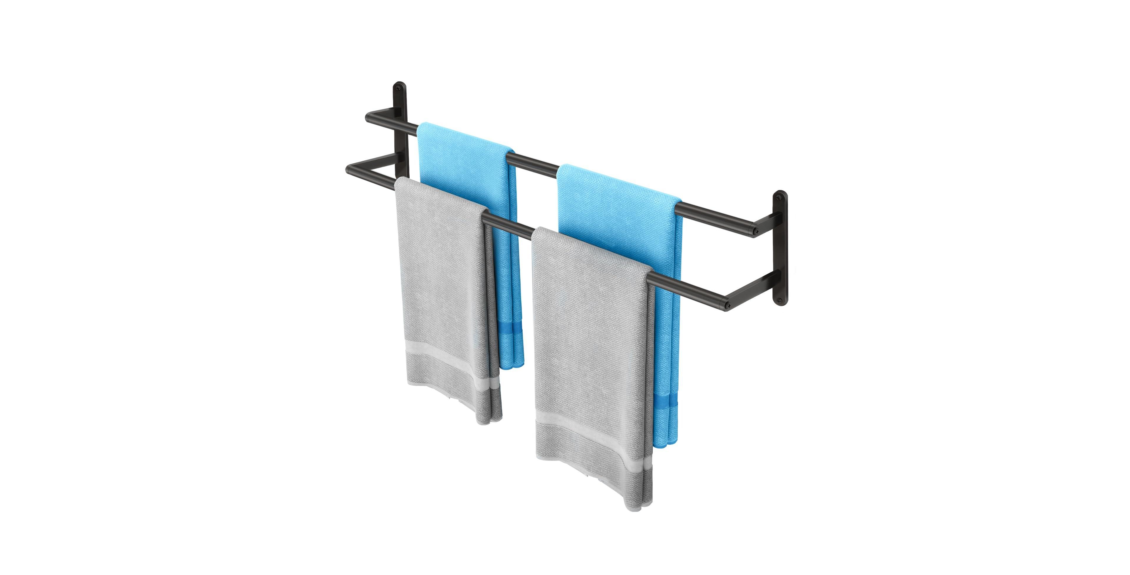 Cyqbd 32Inch Bathroom Hardware Double Towel Bar Rack Wall Mounted Holder