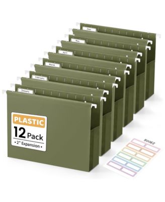 Plastic Hanging File Folders 2 Inch Expansion Pastel Colors with Tabs