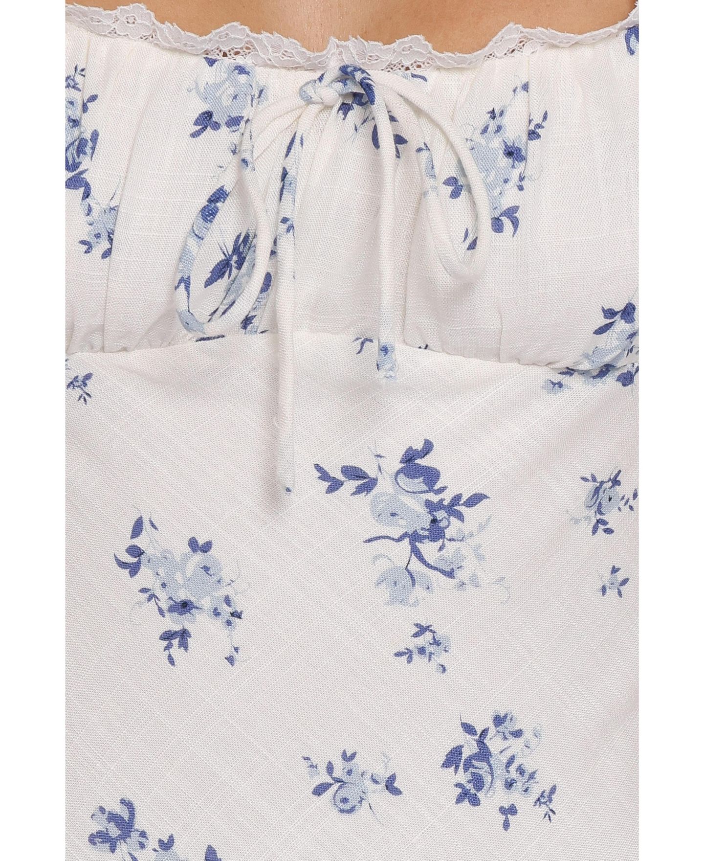Женское платье Petal and Pup Sakara Square-Neck Open-Back Maxi, цвет: Синий с принтом — фото 9