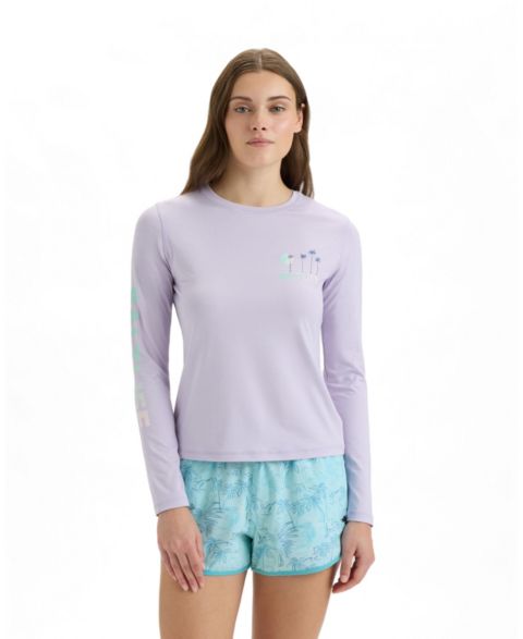Женская футболка Salt Life Palmline Graphic Long-Sleeve, цвет: Лавандовый меланжевый