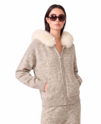 Women's Angelique Hooded Faux Fur Full-Zip Sweater