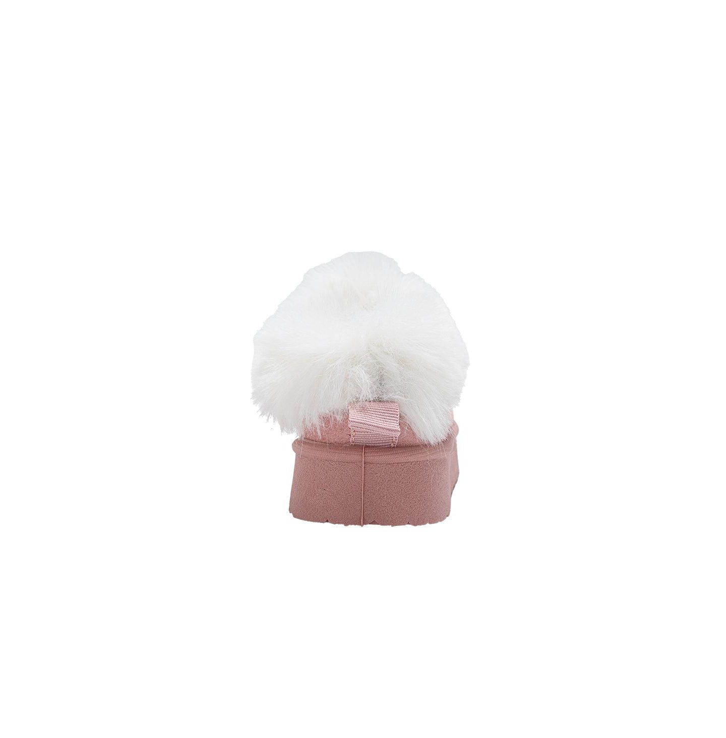 Тапочки Bebe Microsuede Faux Fur Slip-On Slippers with Rhinestone Logo для девочек-малышей, цвет: Пудровый — фото 5