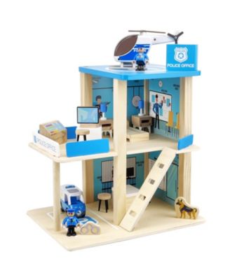 Train and Fire Station 3-Level Wooden Playset, Ages 3+