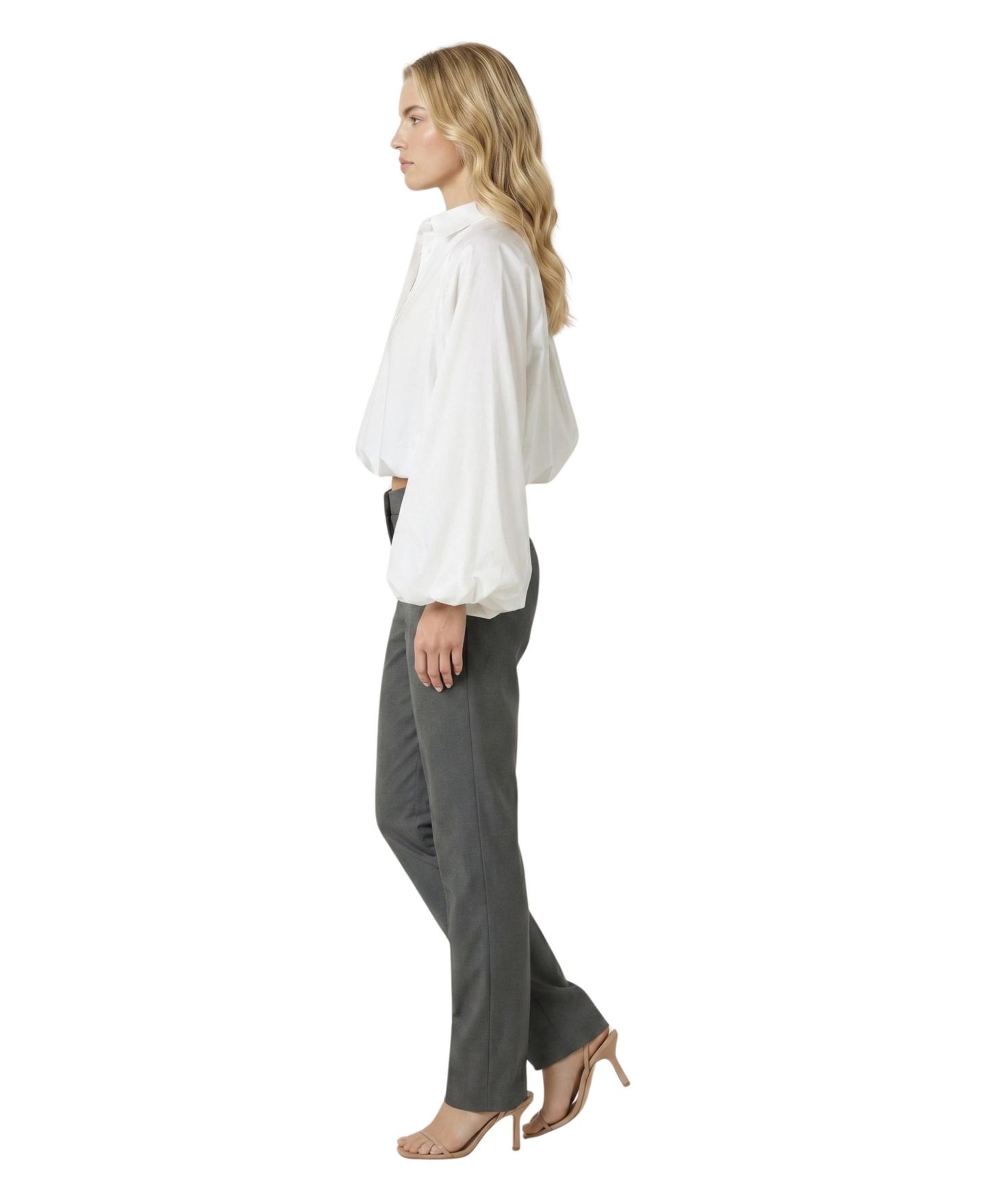 Женская блузка Modenaire Button-Front Cropped Long-Sleeve — фото 3