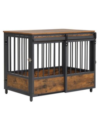 32.5 Inch Furniture Style Dog Crate Featuring Sliding Barn Door